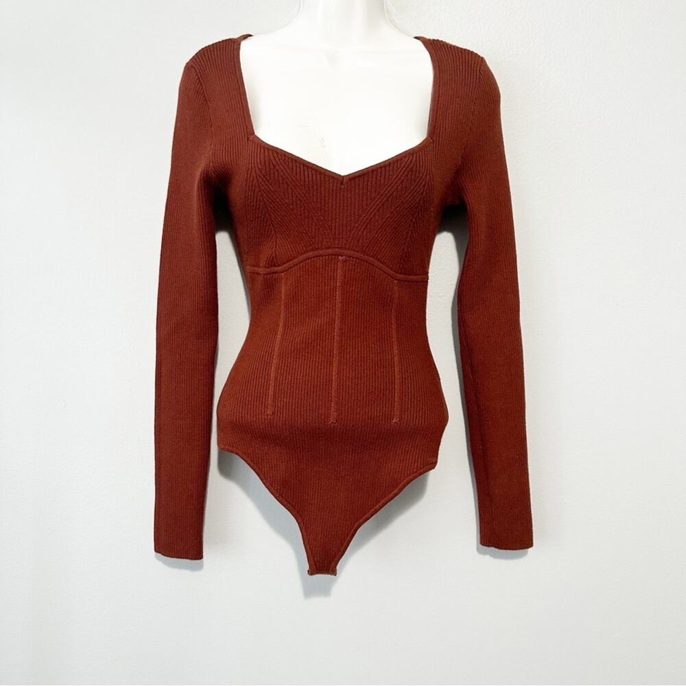 Abercrombie & Fitch Brown Bustier long sleeve Bodysuit Fitted Style size small